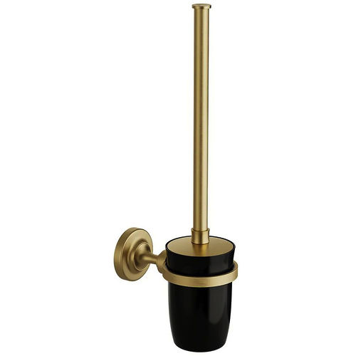 Vado Axbridge Traditional Toilet Brush & Holder (Brushed Brass & Black).