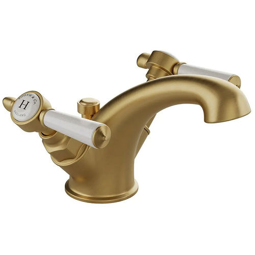 Vado Axbridge Mono Basin Mixer Tap With Pop Up Waste & Lever Handles (Brushed Brass).