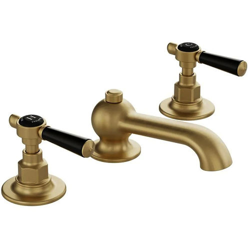 Vado Axbridge 3TH Basin Mixer Tap With Pop Up Waste & Lever Handles (Brushed Brass).