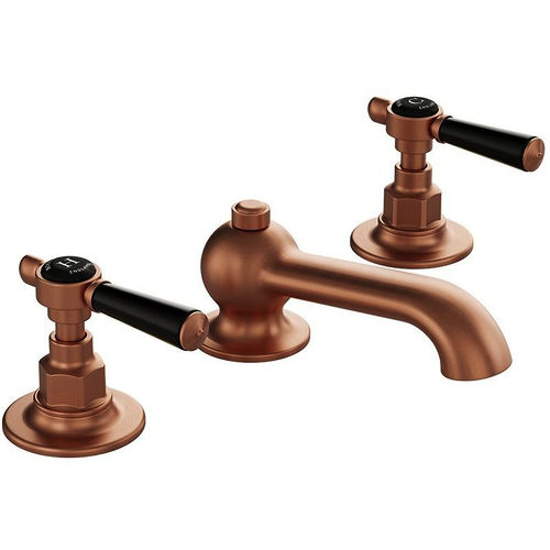 Vado Axbridge 3TH Basin Mixer Tap With Pop Up Waste & Lever Handles (Brushed Bronze).