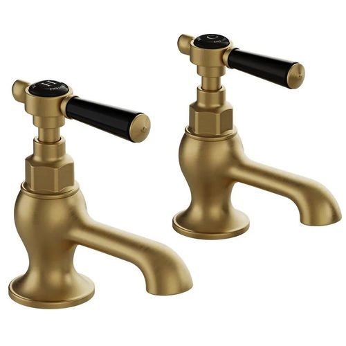 Vado Axbridge Basin Taps With Lever Handles (Brushed Brass, Pair).
