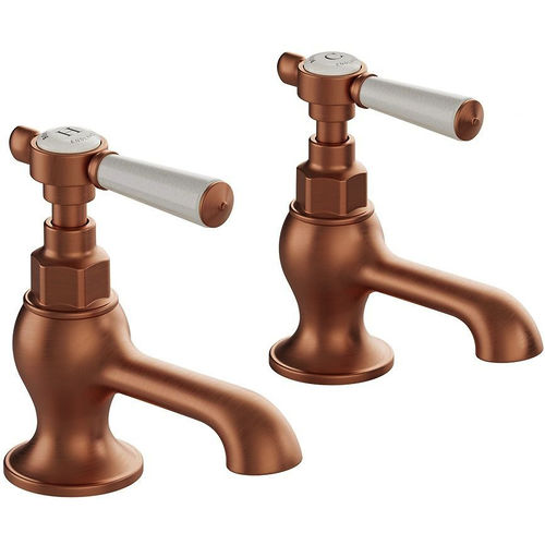 Vado Axbridge Basin Taps With Lever Handles (Brushed Bronze, Pair).