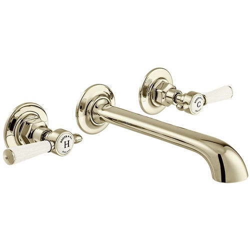 Vado Axbridge Wall-Mounted Basin Mixer Tap With Lever Handles (Bright Nickel, 3TH).