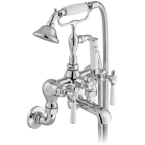 Vado Axbridge Wall-Mounted Bath Shower Mixer Tap With Lever Handles (Chrome).