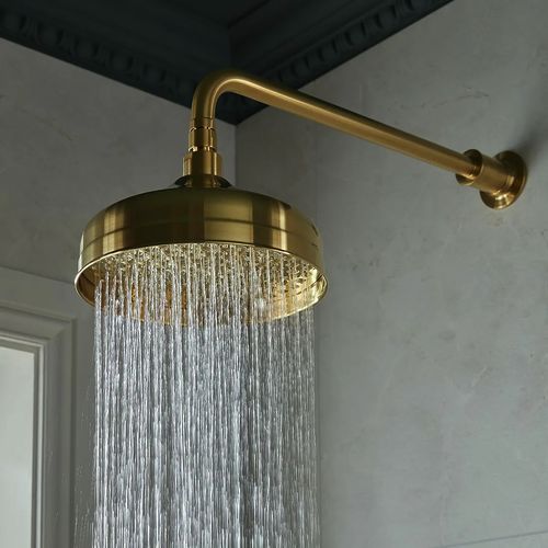 Vado Axbridge Traditional Shower Head & Arm (200mm, Brushed Brass).