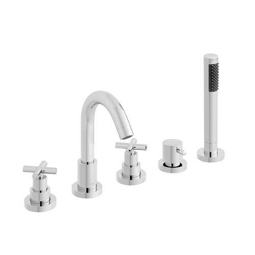 Vado Elements 5 Hole Bath Shower Mixer Tap With Fixed Spout (Chrome).