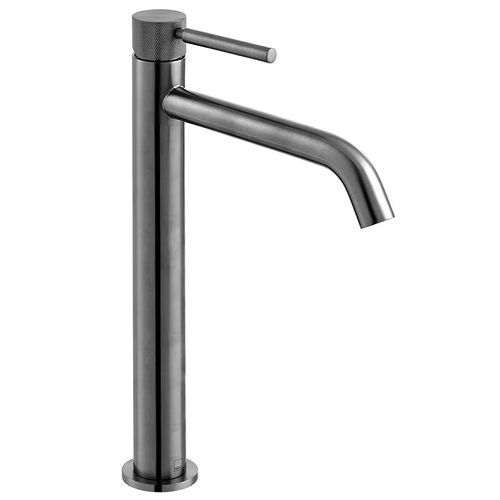 Vado Origins Slimline Tall Basin Mixer Tap With Knurled Accents (Brushed Gunmetal).