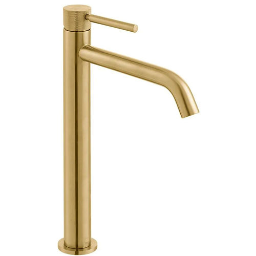 Vado Origins Slimline Tall Basin Mixer Tap With Knurled Accents (Brushed Gold).