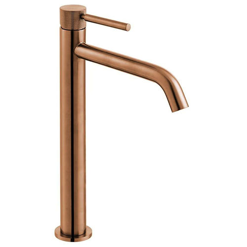 Vado Origins Slimline Tall Basin Mixer Tap With Knurled Accents (Brushed Bronze).