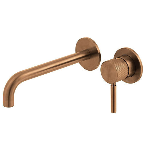 Vado Origins Wall-Mounted Basin Mixer Tap With Knurled Accents (Brushed Bronze).