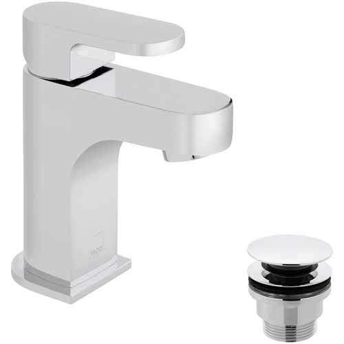 Vado Life Mini Basin Mixer Tap With Universal Waste (Chrome).