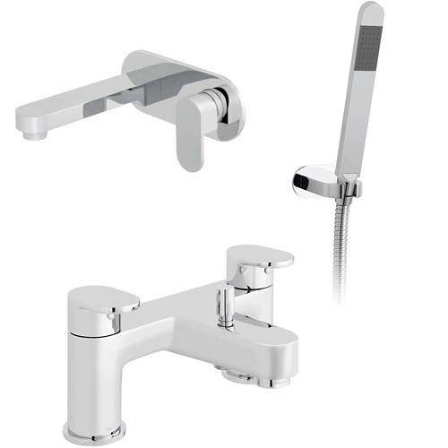 Vado Life Wall Mounted Basin & Bath Shower Mixer Taps Pack (Chrome).