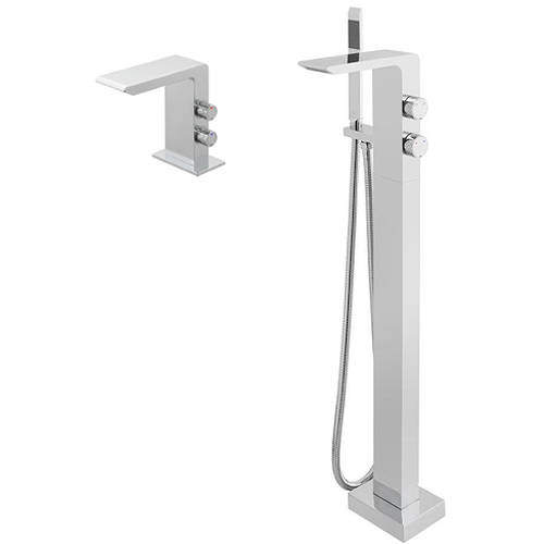 Vado Omika Floor Standing Bath Shower Mixer Tap & Basin Tap Pack.