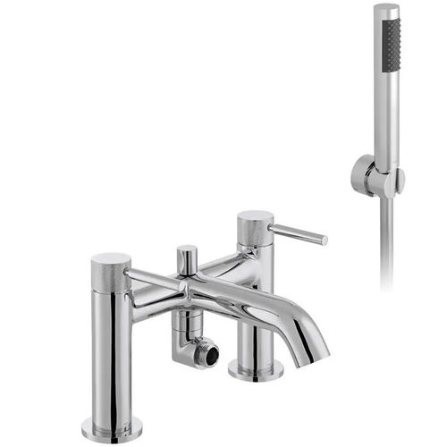 Vado Origins Bath Shower Mixer Tap With Knurled Accents (Chrome).
