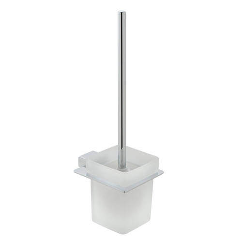 Vado Phase Toilet Brush & Frosted Glass Holder (Chrome).