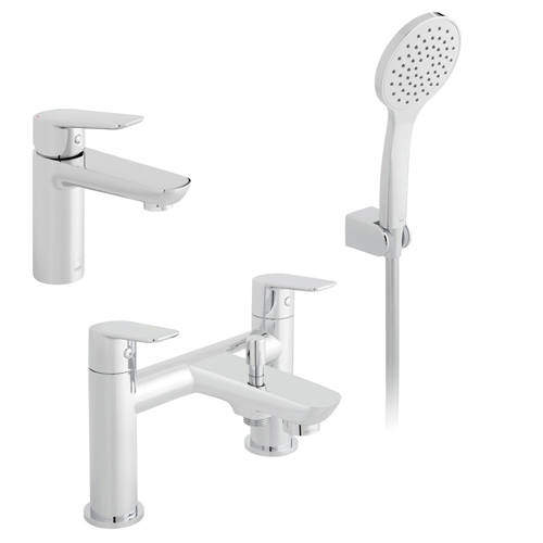 Vado Photon Basin & Bath Shower Mixer Tap Pack With Kit (Chrome).