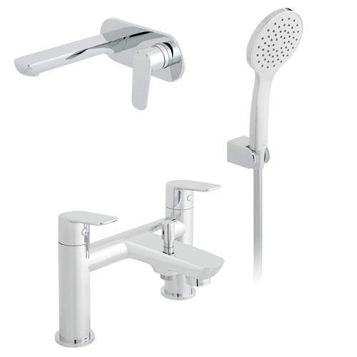 Vado Photon Wall Mounted Basin & Bath Shower Mixer Tap With Kit.