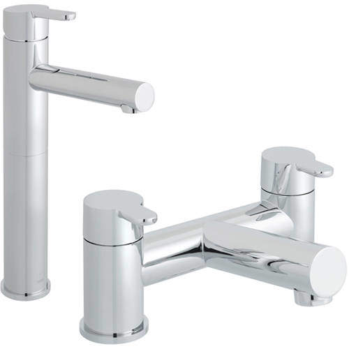 Vado Sense Extended Basin & Bath Filler Taps Pack (Chrome).