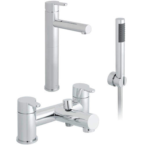 Vado Sense Extended Basin & Bath Shower Mixer Taps Pack (Chrome).