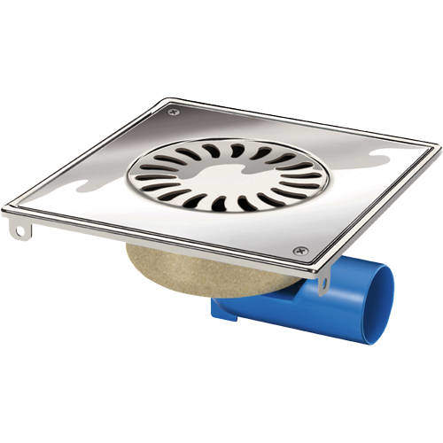 VDB Shower Drains Steel Shower Drain 200x200mm (Screw Down Grate).