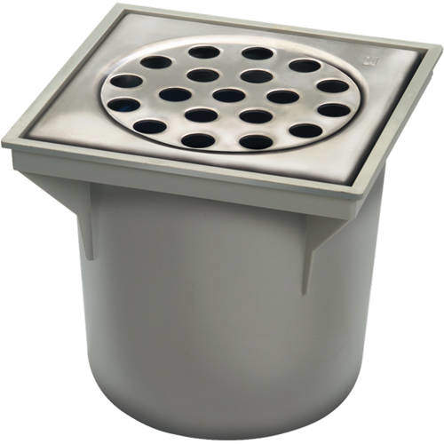 VDB Bucket Drains ABS Drain 200x200mm (Brushed Stainless Steel Grate).