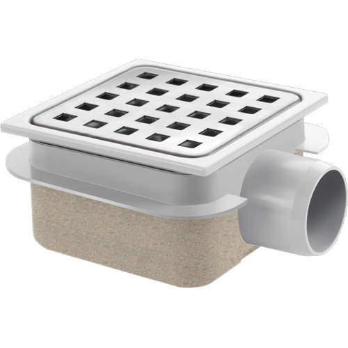 VDB Shower Drains ABS Plastic Shower Drain 100x100mm (Steel Grate).