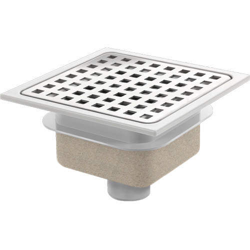 VDB Shower Drains ABS Plastic Shower Drain 150x150mm (Steel Grate).