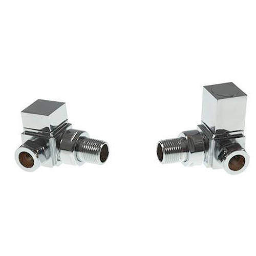 Crown Radiator Valves Square Corner Radiator Valves (Pair, Chrome).