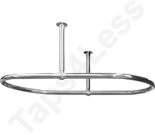 Oval Shower Curtain Rail With 2 X Ceiling Brackets Chrome
