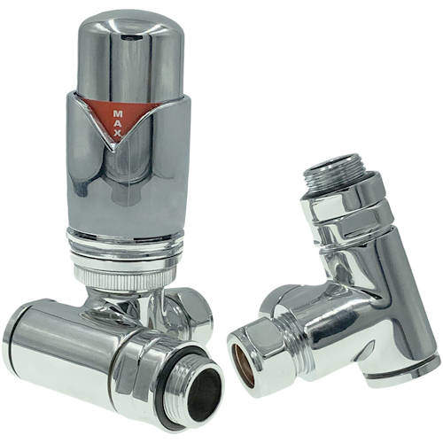 Crown Radiator Valves Dual Fuel Corner TRV Radiator Valves (Chrome).