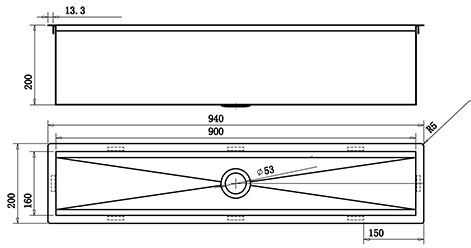 Additional image for Accessory Trough Channel Sink (900x160mm, Copper).