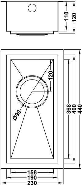 Additional image for Axix Uno SOS Undermount Kitchen Sink (190x400mm, Copper).