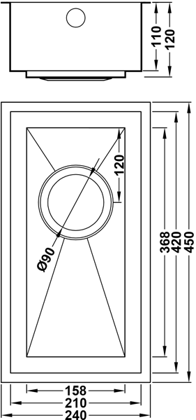 Additional image for Axix Uno QG Undermount Kitchen Sink (210x420mm, Gold Brass).