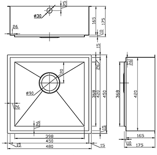 Additional image for Axix Uno QG Undermount Kitchen Sink (450x420mm, Copper).