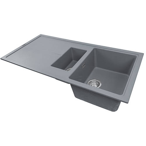 Additional image for Bladeduo 150i Inset 1.5 Bowl Kitchen Sink (1000x500, Metallic Grey).