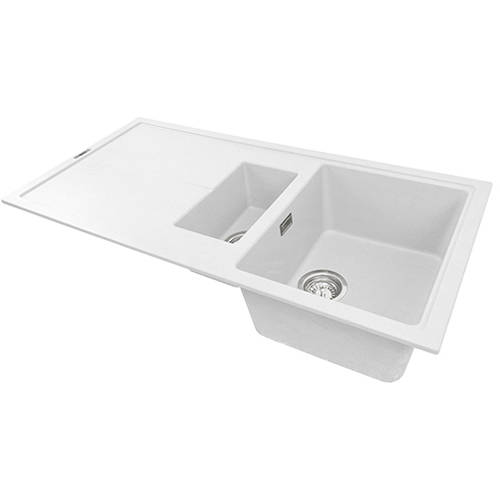 Additional image for Bladeduo 150i Inset 1.5 Bowl Kitchen Sink (1000x500, Polar White).