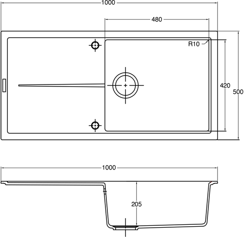 Additional image for Bladeuno 100i Inset 1.0 Bowl Kitchen Sink (1000x500, Metallic Black).