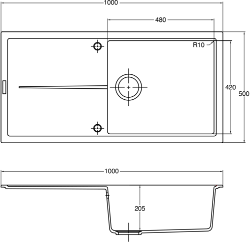 Additional image for Bladeuno 100i Inset 1.0 Bowl Kitchen Sink (1000x500, Champagne).