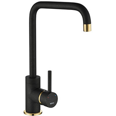 Additional image for Purquartz Cascata Kitchen Tap (Metallic Black & Gold Brass).