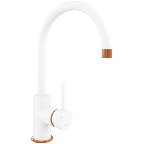 Additional image for Purquartz Courbe Kitchen Tap (Polar White & Copper).