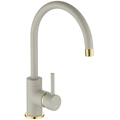 Additional image for Purquartz Courbe Kitchen Tap (Concrete & Gold Brass).