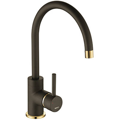Additional image for Purquartz Courbe Kitchen Tap (Mocha & Gold Brass).