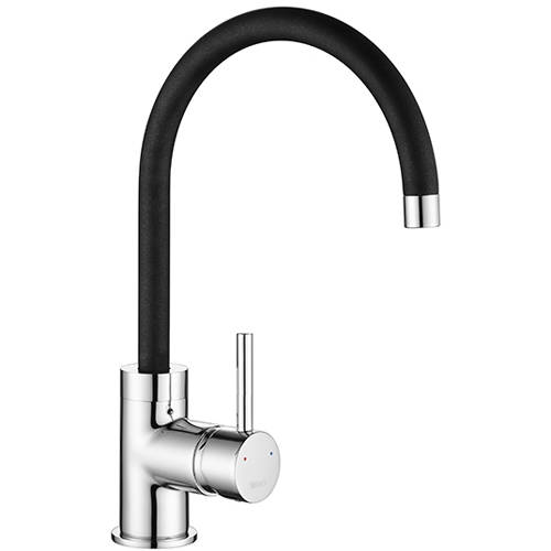 Additional image for Purquartz Courbe Duo Kitchen Tap (Chrome & Black).
