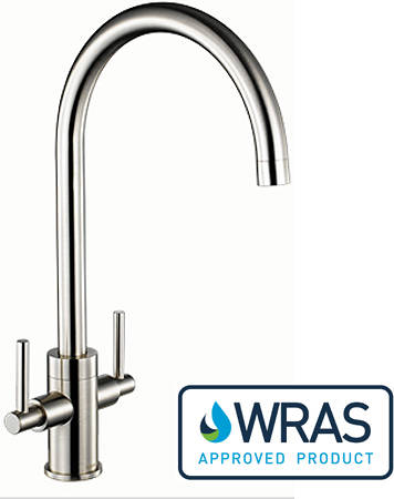 Additional image for Curvato dual Lever Kitchen Tap (Brushed Steel).