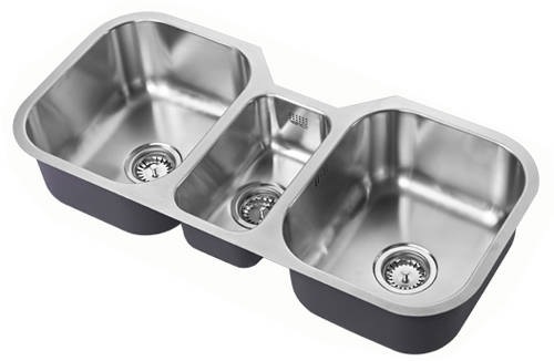Additional image for Undermounted Triple Bowl Kitchen Sink With Kit (Satin, 960x451).