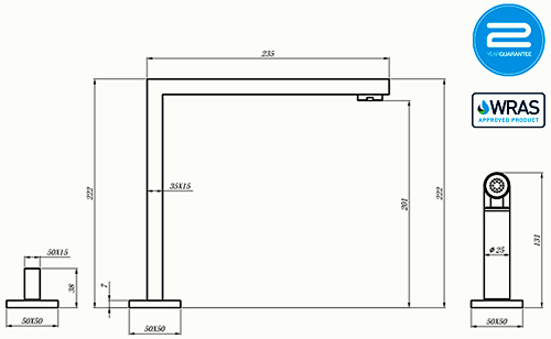 Additional image for Novanta 4 Hole Kitchen Tap With Rinser (Chrome).