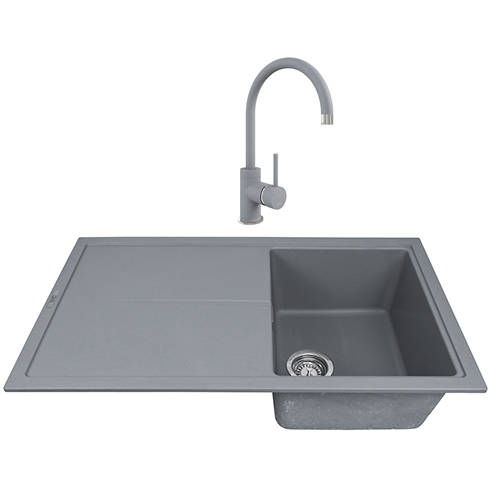 Additional image for Kitchen Sink & Tap Pack, 1.0 Bowl (860x500, Metallic Grey).