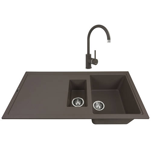 Additional image for Kitchen Sink & Tap Pack, 1.5 Bowl (1000x500, Mocha).