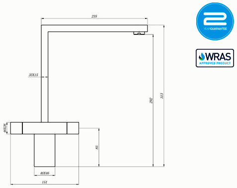 Additional image for Vesare Square Dual Control Kitchen Tap (Chrome).