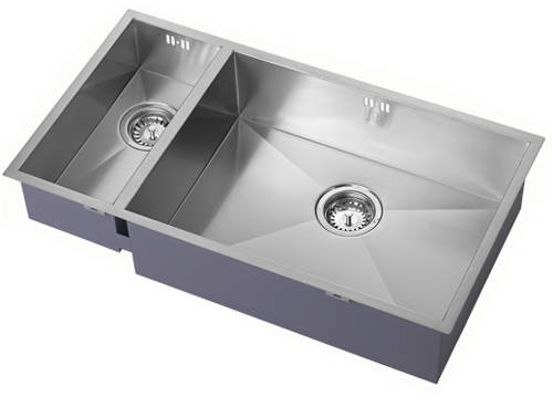 Additional image for Undermounted Two Bowl Kitchen Sink With Kit (Satin, 755x400mm).